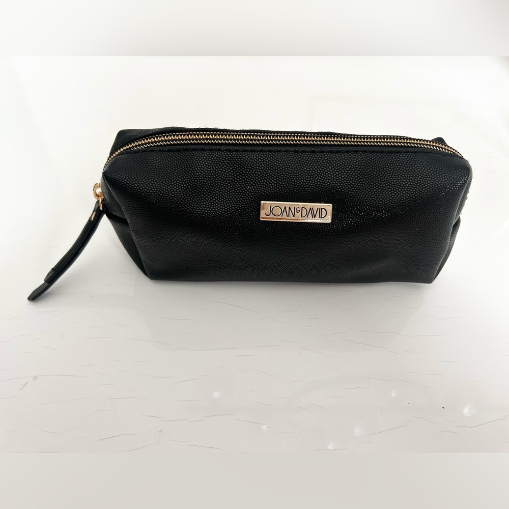 Joan & David Black Cosmetic Bag Gold Accent Zipper Makeup Pouch